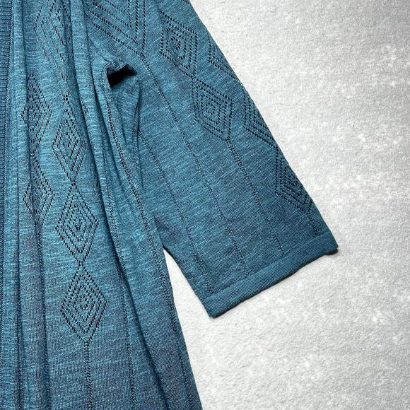 Catherines Cardigan Sweater Womens Size 1X Teal Knit Long Sleeve Open Front - Picture 3 of 10